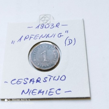 1 Pfennig D z 1903 roku, Niemcy, rzadsza, ładna