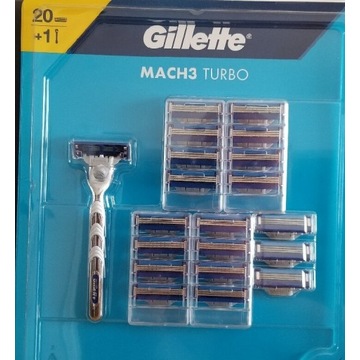 Gillette Mach3 Turbo zestaw 20 Nożyków + Maszynka