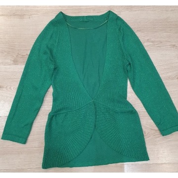 31 elegancki zielony rozpinany sweter bolerko 164