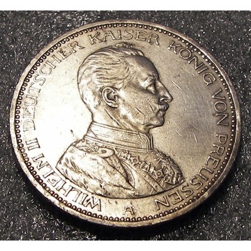 5 marek 1914r. Wilhelm II w mundurze - srebro