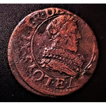 Moneta- DOUBLE TOURNOIS,-1632-Francja-Błąd bicia