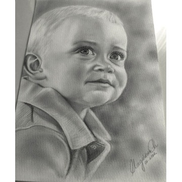 portret ze zdjęcia wyk ołówek prezent na chrzest