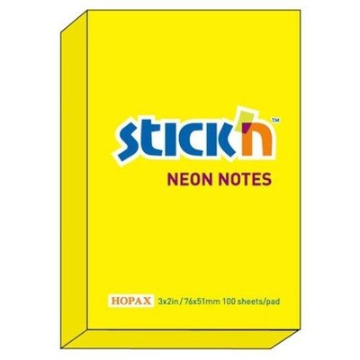 Bloczek STICK"N 76x51mm żółty neon 100k 21132