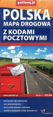 Polska Mapa Drogowa z kodami pocztowymi