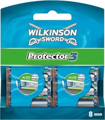 8x Wilkinson Sword Protector3 Wkłady do maszynki 8szt ostrza