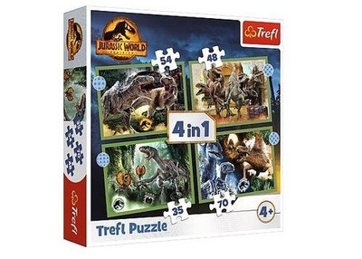 Puzzle 4w1 Groźne dinozaury Jurassic World Trefl 3+