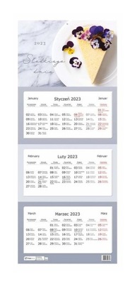 Kalendarz trójdzielny ścienny 2023 na ścianę TORT