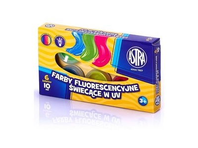 Farby fluorescencyjne świecące w UV Astra 6 KOLORÓW x 10 ml