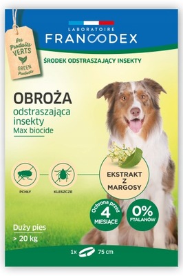 Obroża na kleszcze pchły FRANCODEX dla psów +20kg