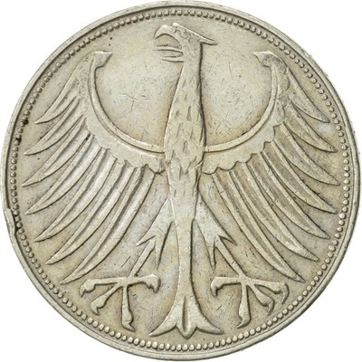 Moneta, Niemcy - RFN, 5 Mark, 1951, Karlsruhe, EF(