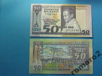 Madagaskar Banknot 50 Francs 1974-75 !! UNC P-62 !