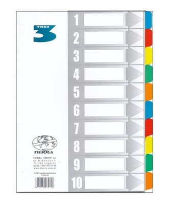 Przekładki kartonowe laminowane A4 1-10 kolorowe