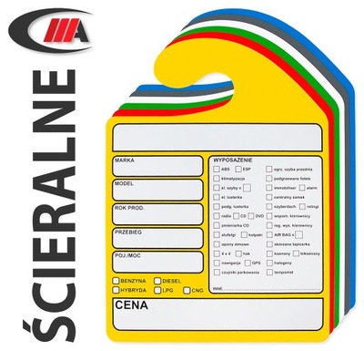 ZAWIESZKI KOMISOWE ŚCIERALNE lakierowane 15+marker