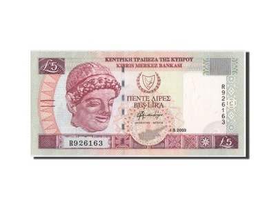 Banknot, Cypr, 5 Pounds, 2003, 1.9.2003, KM:61b, U