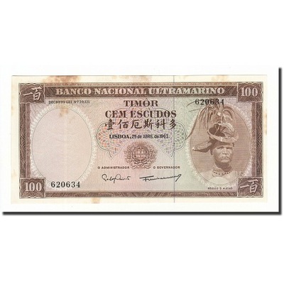 Banknot, Timor, 100 Escudos, 1963, 1963-04-25, KM: