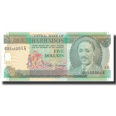 Banknot, Barbados, 5 Dollars, Undated (1996), Unda