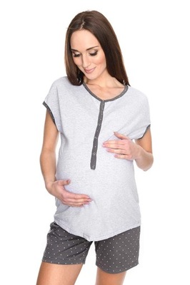 Piżama ciążowa i do karmienia M79 melanż szary L