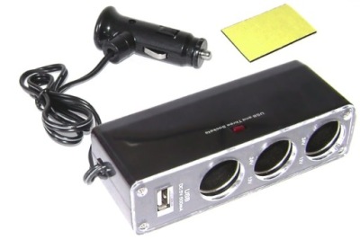 Тройник 12/24v na kablu с розетка usb фото №1