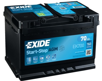 АКУМУЛЯТОР EXIDE AGM 70AH 760A СТАРТ СТОП EK700 MOŻLIWY DOWÓZ МОНТАЖ