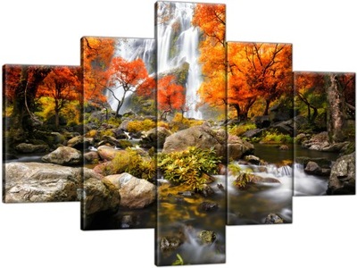 Obraz Wodospad Jesień 100x70 Tryptyk do salonu
