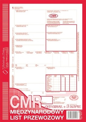 CMR Międzynarodowy list przewozowy A4 O+3K