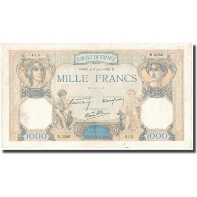 Francja, 1000 Francs, Cérès, 1938, 1938-06-02, VF(