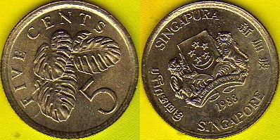 Singapur 5 Cents 1988 r.