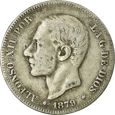 Moneta, Hiszpania, Alfonso XII, 2 Pesetas, 1879, M