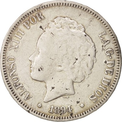 Moneta, Hiszpania, Alfonso XIII, 5 Pesetas, 1894,