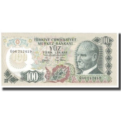 Banknot, Turcja, 100 Lira, L.1970, 1970-10-14, KM: