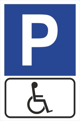 tabliczka znak parking P22 dla inwalidy 20x30 cm