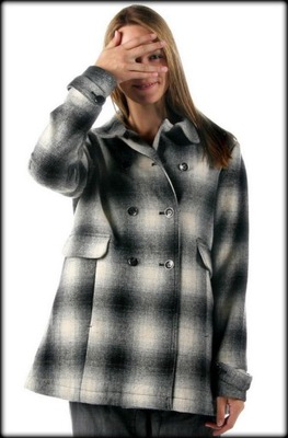 ROXY QUIKSILVER CHECKERED PEACOAT PEA COAT JACKET