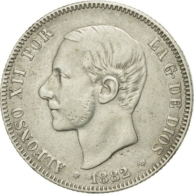 Moneta, Hiszpania, Alfonso XII, 2 Pesetas, 1882, E
