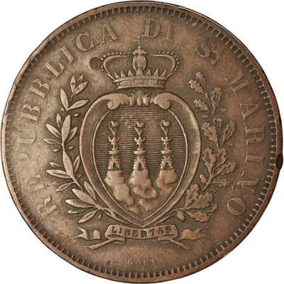 Moneta, San Marino, 10 Centesimi, 1875, VF(30-35),