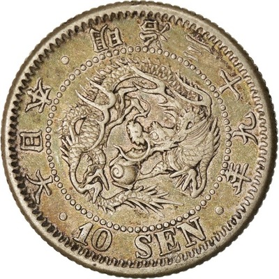 Moneta, Japonia, Mutsuhito, 10 Sen, 1906, AU(50-53
