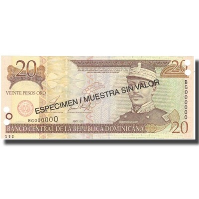 Banknot, Republika Dominikany, 20 Pesos Oro, 2001,