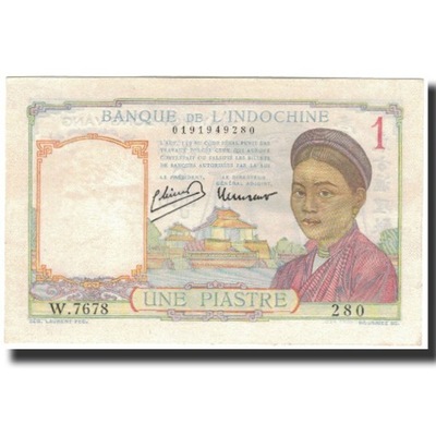 Banknot, FRANCUSKIE INDOCHINY, 1 Piastre, 1946, KM