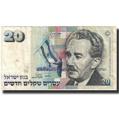 Banknot, Israel, 20 New Sheqalim, 1993, KM:59a, AU
