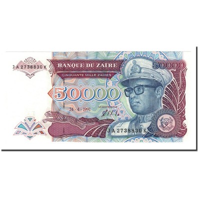 Banknot, Zaire, 50,000 Zaïres, 1991, 1991-04-24, K