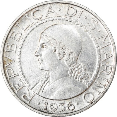 Moneta, San Marino, 5 Lire, 1936, Rome, EF(40-45),