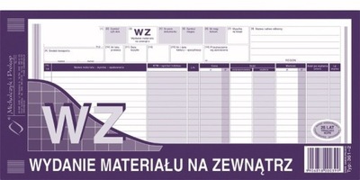 WZ Wydanie materiału na zewnątrz 1/3 A3