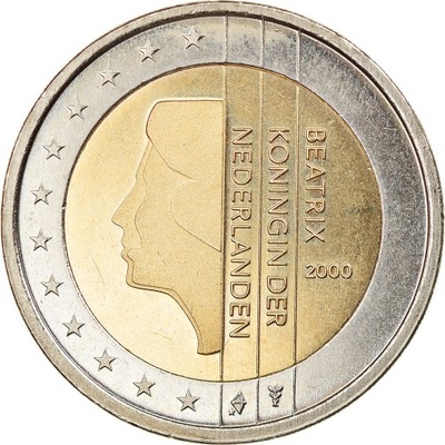 Holandia, 2 Euro, 2000, Utrecht, BE, MS(63), Bimet
