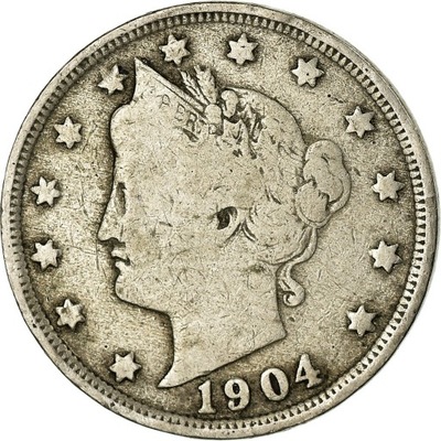 Moneta, USA, Liberty Nickel, 5 Cents, 1904, U.S. M