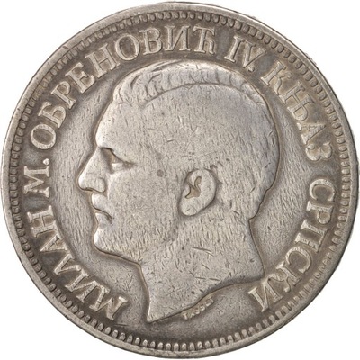 Moneta, Serbia, Milan I, 5 Dinara, 1879, VF(30-35)