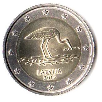 2 euro okolicznościowe Łotwa 2015 Bocian