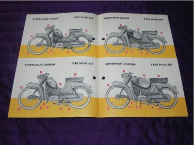 motocykl Moped cała gama 1958