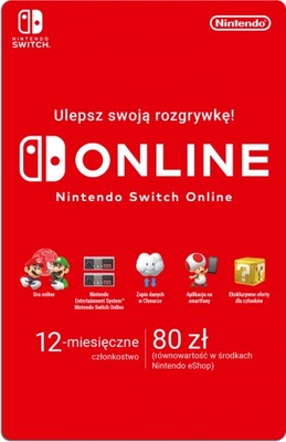 Nintendo Switch ONLINE 12 Miesięcy KOD