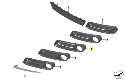 BMW F10 F11 GROTELĖS BUFERIO HALOGENĄ DEŠINIOJI 7331732 OE 