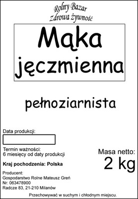 Mąka jęczmienna pełnoziarnista 2 kg