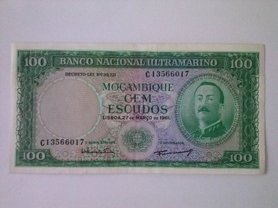 MOZAMBIK 100 ESCUDOS 1961 P109a (009) BEZ NADRUKU!